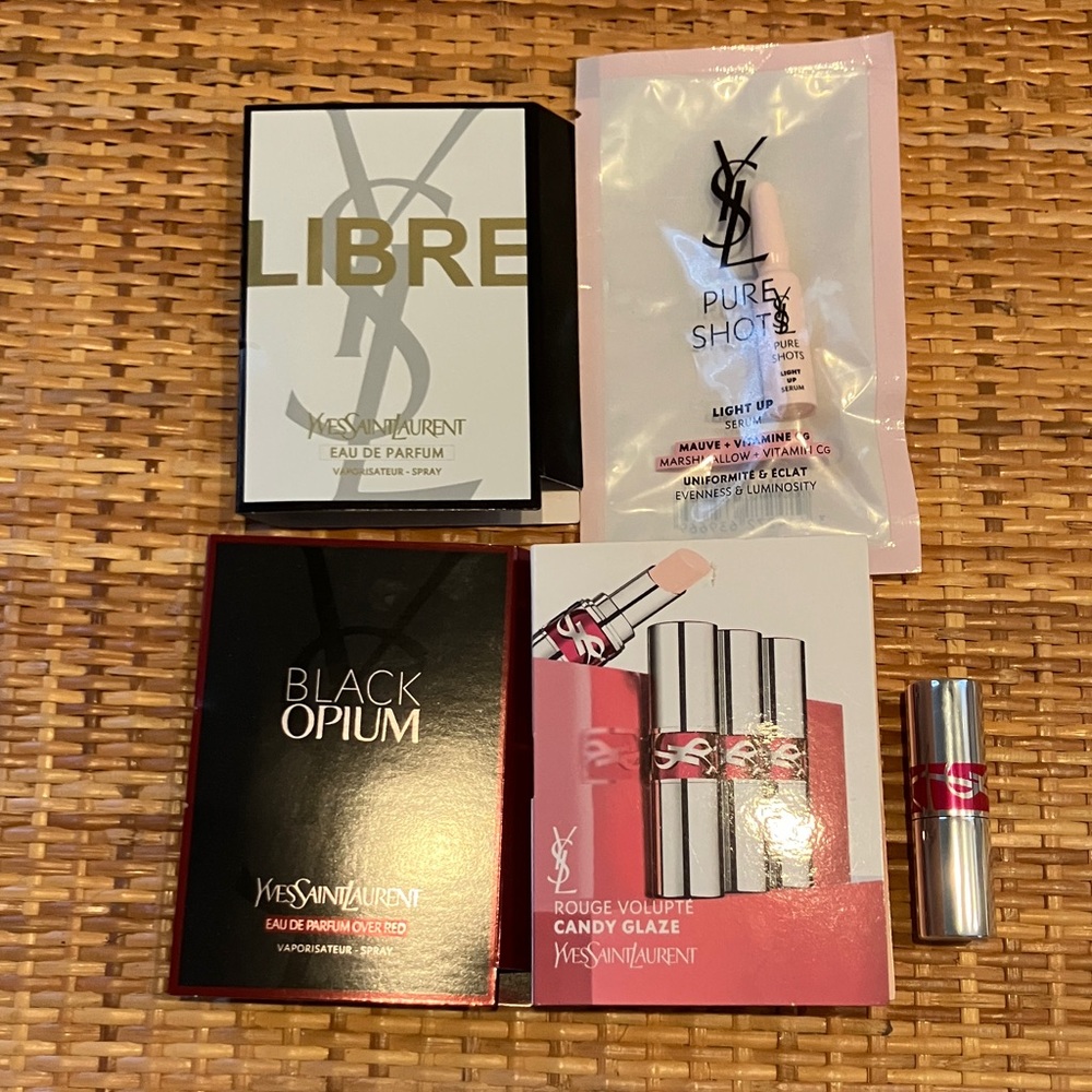 YSL Candy Glaze Libre Black Opium Over Red & Pure Shots Travel Set New